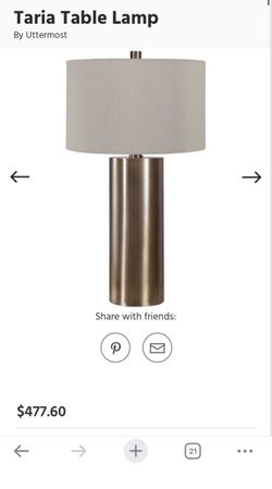 Uttermost Taria Brushed Brass and Beige LinenTable Lamp – $478 Retail