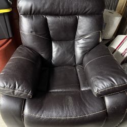 Pair Of Brown Leather Recliners 