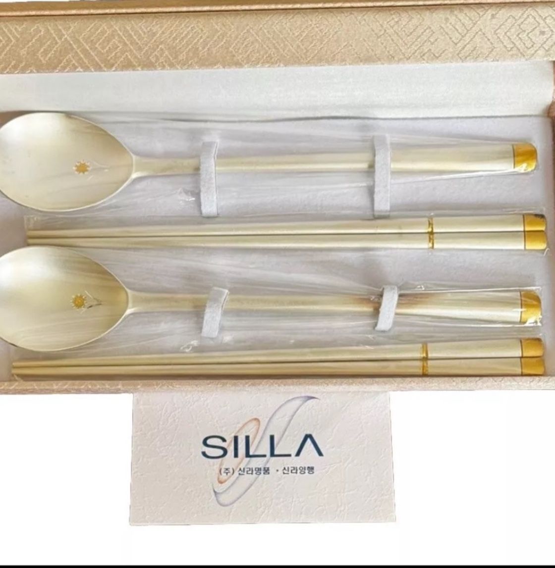 NEW🔹VTG SILLA Korean Sterling Silver Spoon & Chopstick Set (131.25g) AG 990