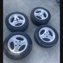 4 X 205/55r15 4x114.3 4x4.45 Aluminum Three Spoke Rims Wheels With Tires!!