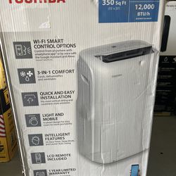 Toshiba 8,000 BTU Portable Air Conditioner Cools 350 Sq. Ft. with Dehumidifier and Remote in White