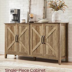 Storage Cabinet, Buffet Cabinet, Sideboard, Credenza, with Adjustable Shelves, for Living Room, Entryway, Honey Brown ULSC381T41