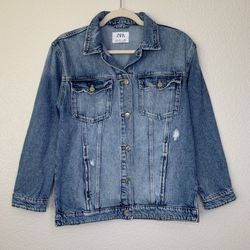 Zara Girls Unisex Blue Denim Jacket