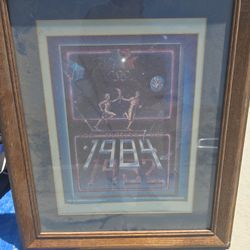 1984 Olympics Poster With Matt And Wood Frame