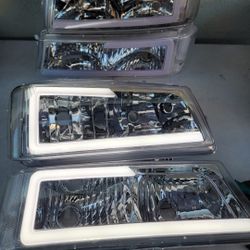 03-06 Chevrolet Silverado Avalanche LED DRL Headlights Luces Micas Calaveras Faros Faroles Focos Chevy Headlamps 