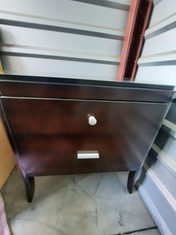Dark Wood 2-Drawer Nightstand