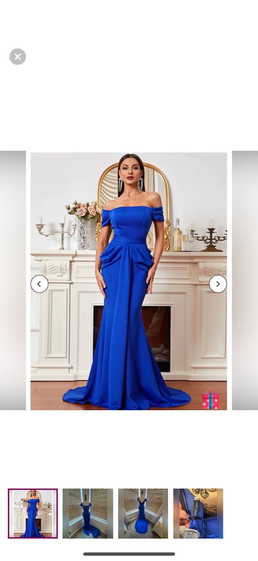 Miss Ord - off shoulder blue mermaid prom dress