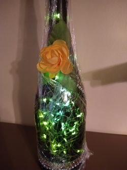 Yellow Sunshine Lighted Wine Bottle