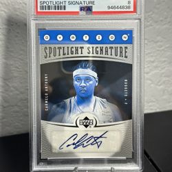 2006 Upper Deck Ovation Carmelo Anthony Spotlight Signature PSA 8