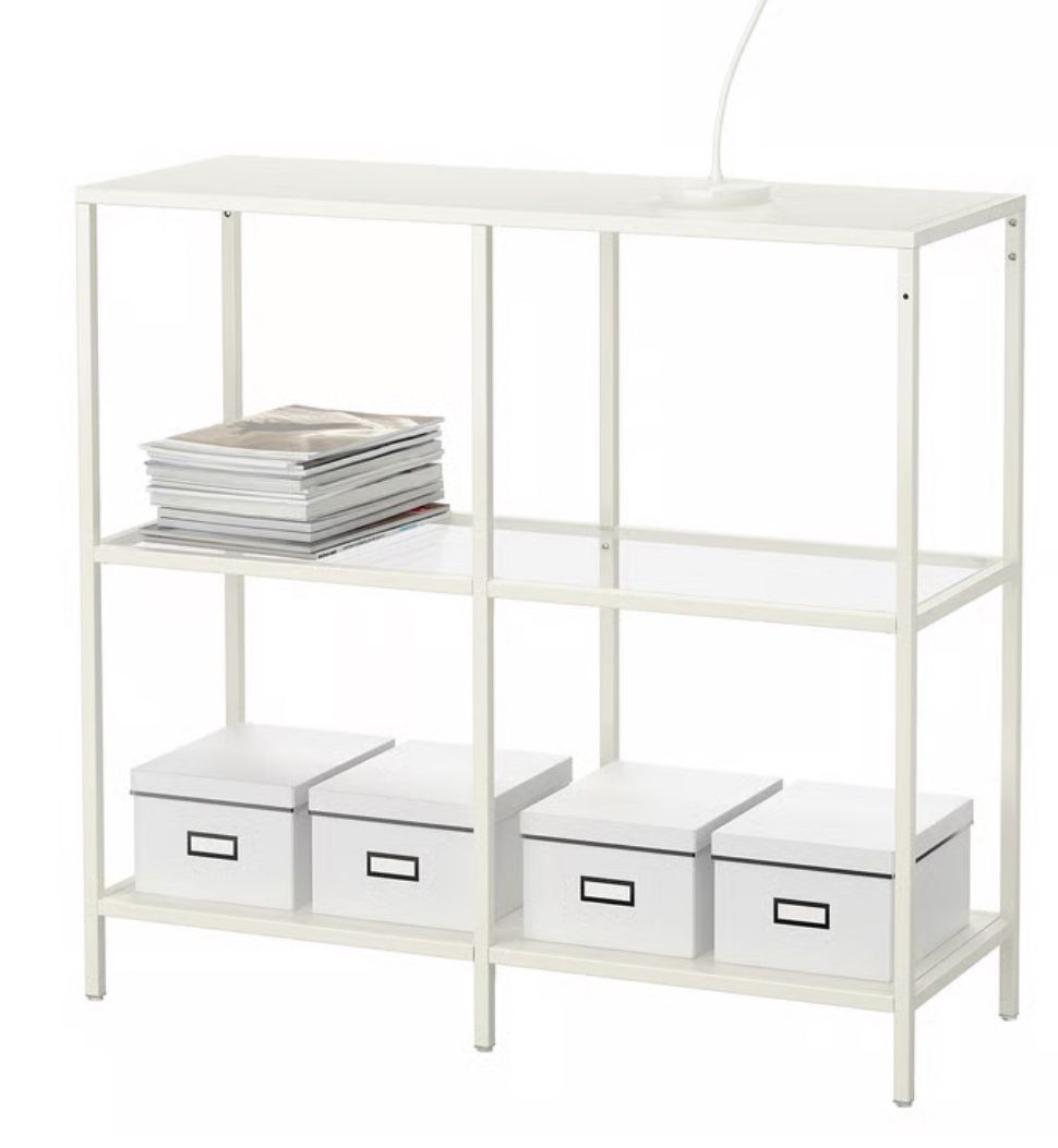 Shelf unit, white/glass, 39 3/8x36 5/8 "