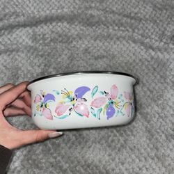 Vintage Flora Enamel Bowl