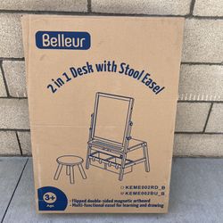 NEW Belleur 2 in 1 Desk With Stool Easel Ages 3+ **New In Box**