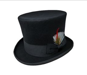 Brand New 100% Wool Felt Top Hats Victorian Style Mad Hatter 6" Tall Gentlemen Magic Hats.