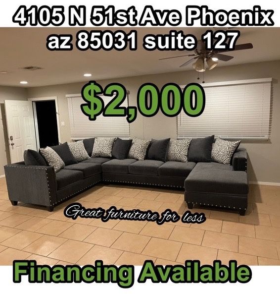 Gray Sectional Couch With Pillow Brand New