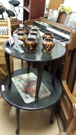 Small black painted accent table two sizes available