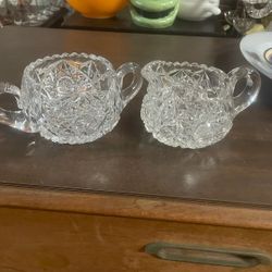 Antique Brilliant Cut Crystal Sugar And Creamer 