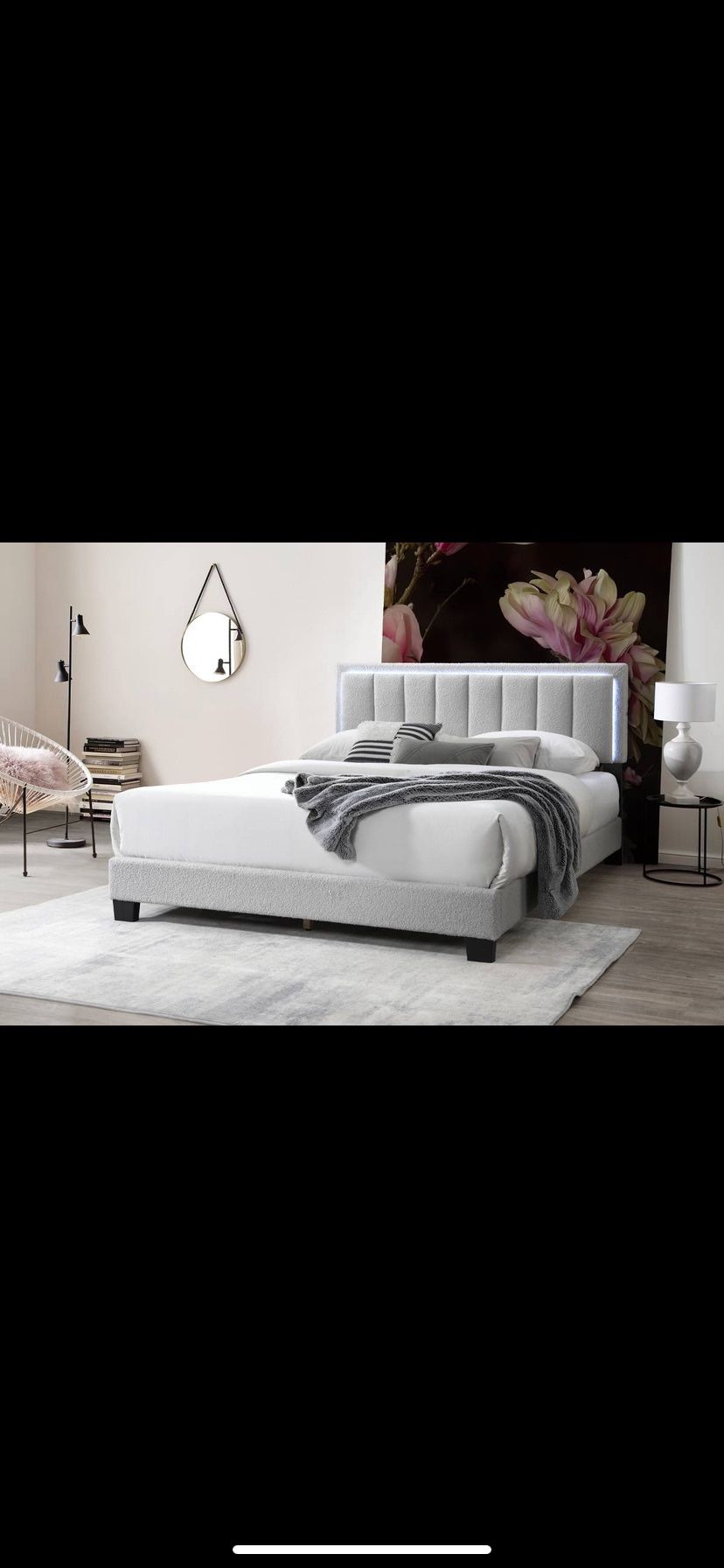 Queen Grey Led Light W Orthopedic Matres!!!!