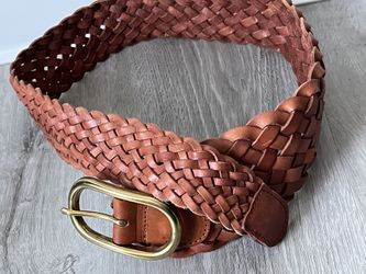 Linea Pelle Women’s Brown Braided Wrap Belt.  36” In Length