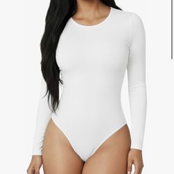 White Bodysuit – Size Large – Round Neck Basic Top