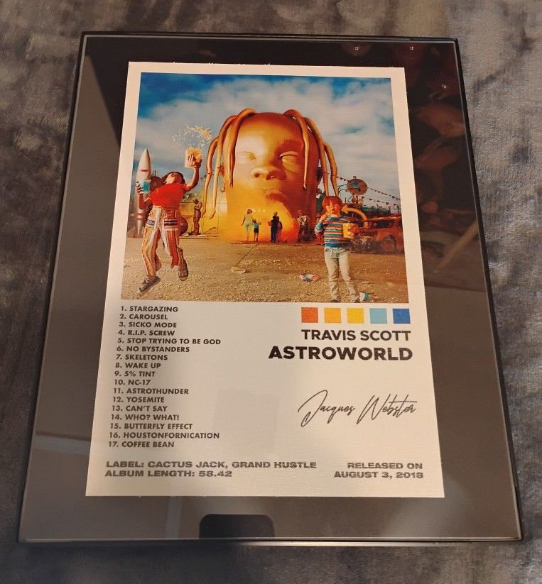 Travis Scott Photos Framed GLASS 11 inch X 14 inch NEW