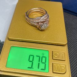 14k rose gold flower diamond ring
