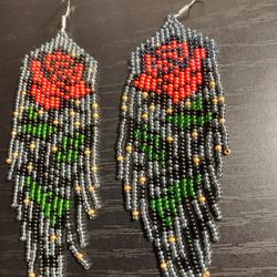 Rose Glass Bead Earrings 
