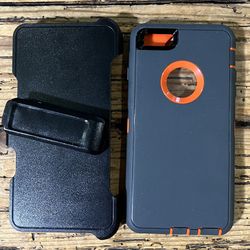 iPhone 8 Pro Max Heavy Duty Phone Case And Holder Gray/Orange OPEN BOX