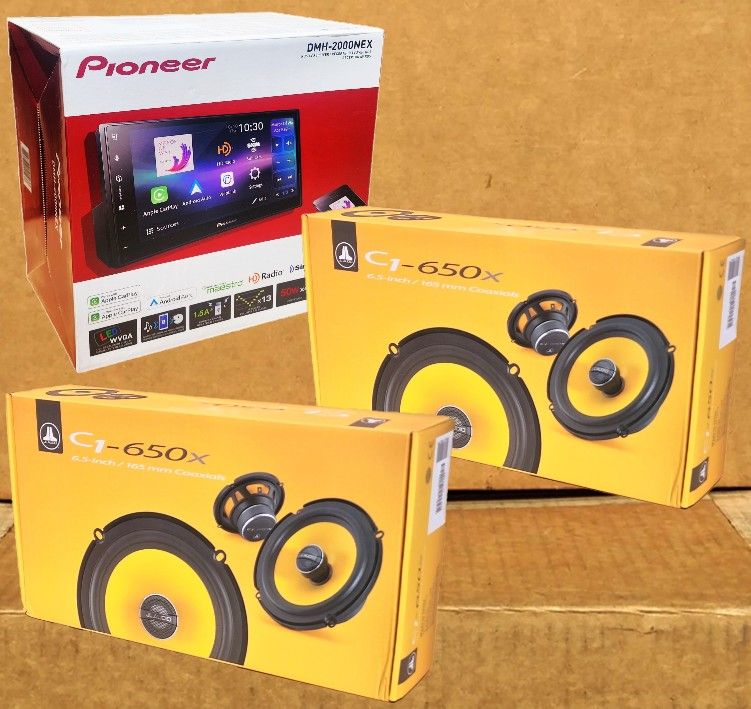 Pioneer DMH-2000NEX Car Stereo Touch Screen Stereo USB Apple Carplay & Android Auto JL Audio C1 6.5" 2 Sets Coaxial Speaker System 450 Watts Package