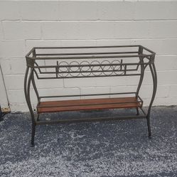 High Table With Metal Wine Rack rustic. Corner end table living room bar Bakers rack 
