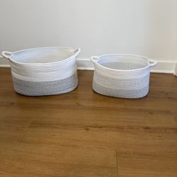 Rope Storage Basket Set (2) – Neutral White & Gray
