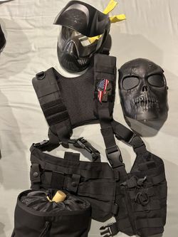 Airsoft vest with face masks and pouch