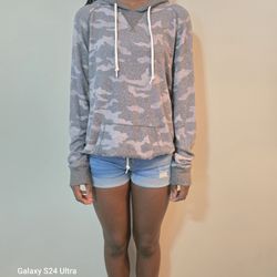 Victoria's Secret Pink Camouflage Grey Blue Soft Fleece Hoodie 