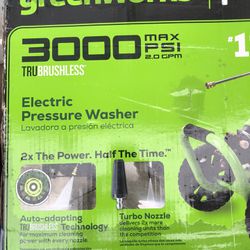 New In Box GREENWORKS 3000 Psi Pressure Washer Electric 