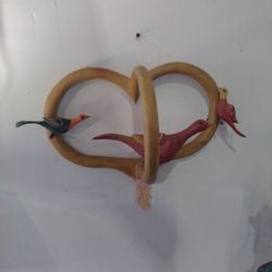 Vintage June & Walt Gottshall Folk Art Heart & Birds