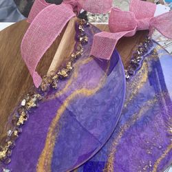 Purple Decorative Resin Boards With Fire Glass 