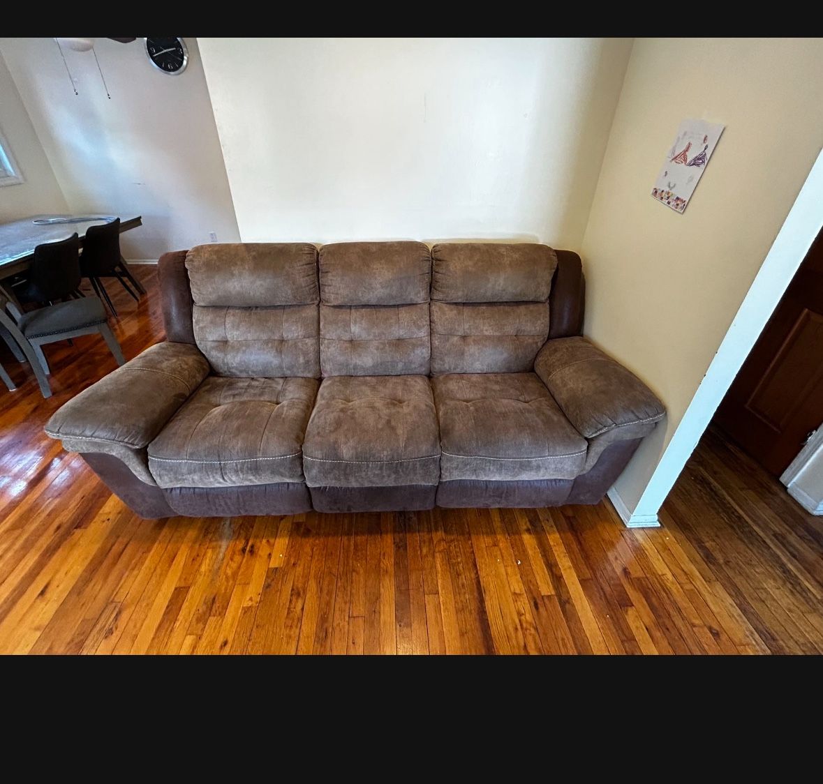 Make Offer !!Brown Suede Leather Sofa Set 6 Person Seating Recliner