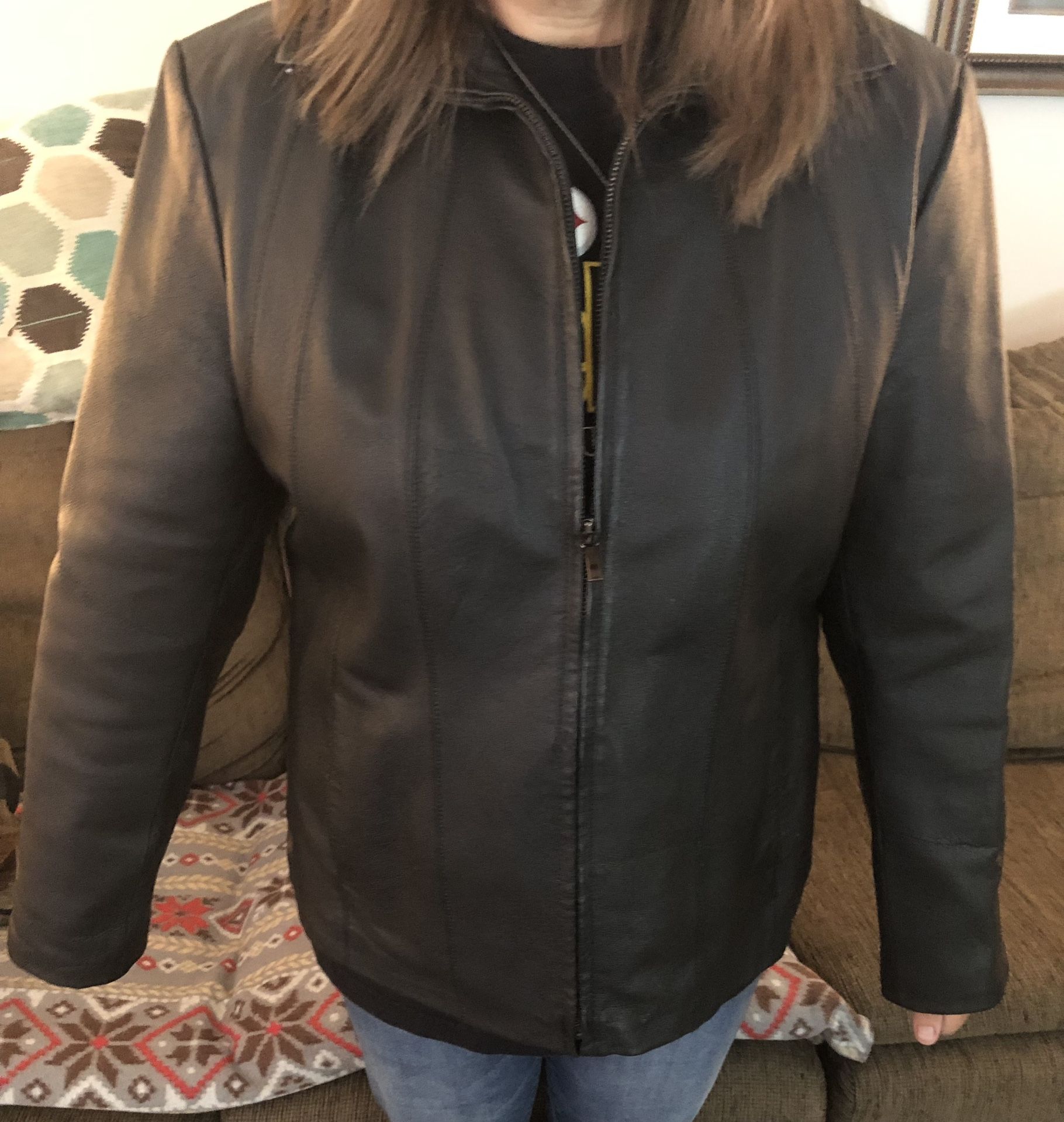 Ladies Black Leather Jacket