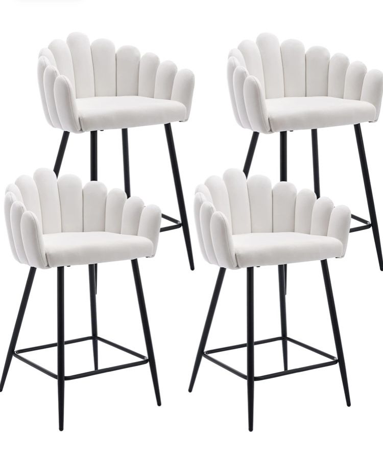 26” Set Of 4 Velvet Bar Stools