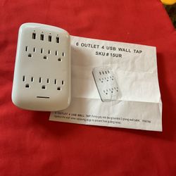 6 Outlet with 4 USB Wall Tap