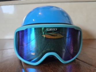 Girls Blue Aqua Giro Snow Board Ski Goggles And Smith Helmet Youth Small Adjustable
