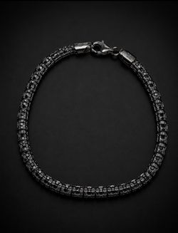 ✨ Black Diamond-Cut Sterling Silver 925 Bracelet – Made in Italy ✨
