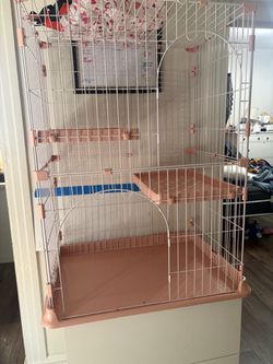 Cat Cage for Indoor Cats, DlY 2-Tier Catio & Cat Playpen with Escape-Proof Spacing, Sturdy Metal Cat Crate Kennel for Kittens Ferrets & Small Animals 