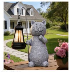  Solar Cat Garden Decor Statues