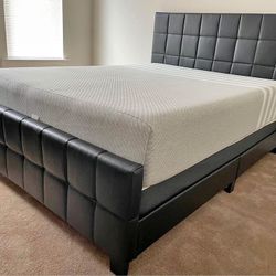 🔥 Brand New Black Leather King & Queen Size Platform Bed - Opt Mattress | Pay After Delivery 🚚 