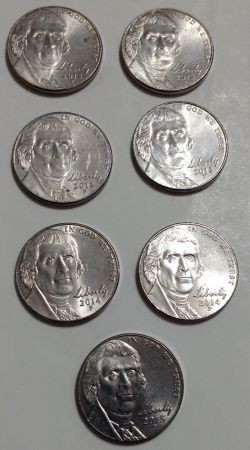 2012 P , 2013 P , 2014 P & 2015 P Nickels