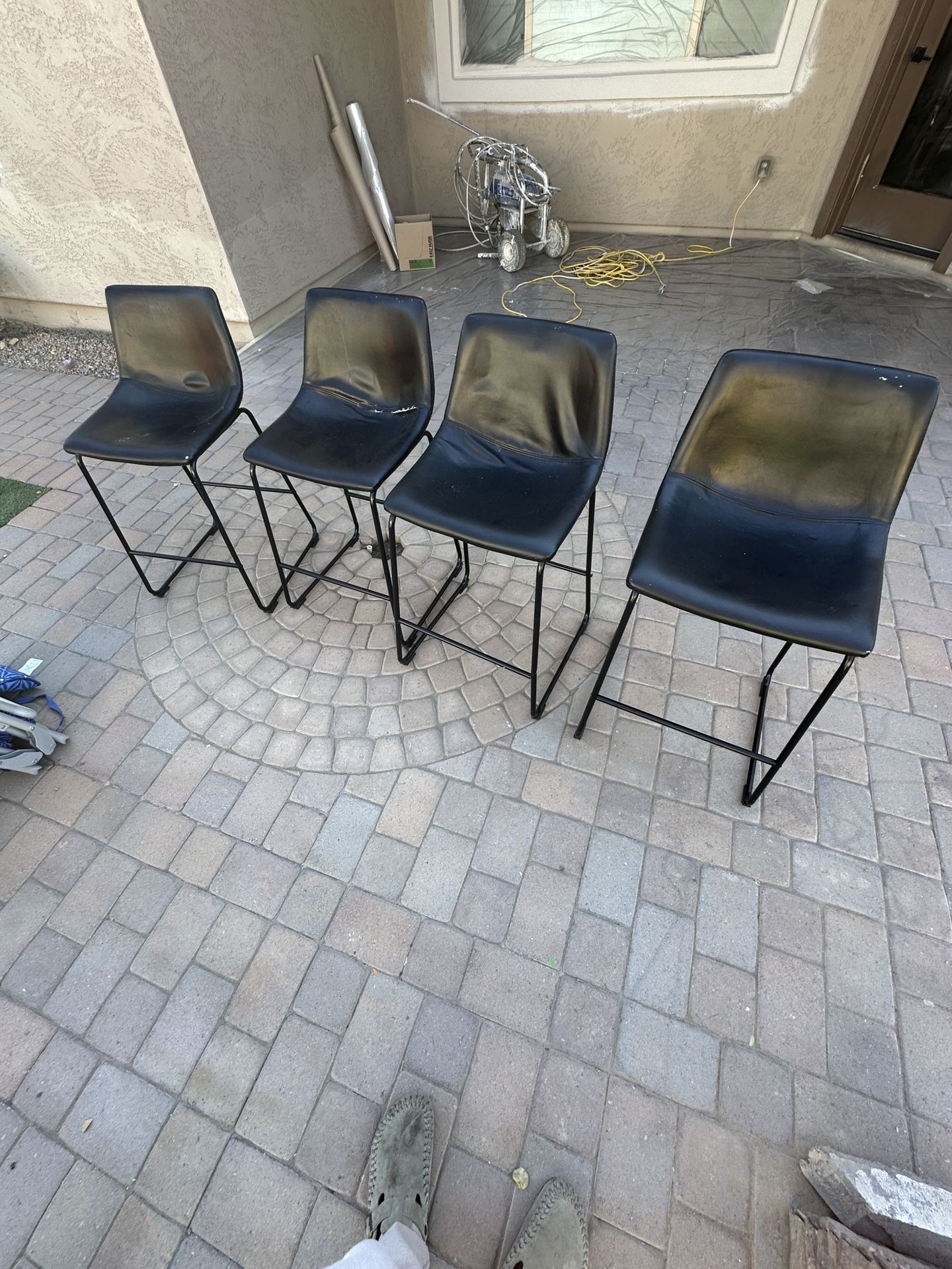 Set of 4 Black Counter-Height Bar Stools – Used / As-Is