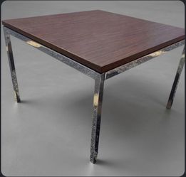 Vintage Mid Century Knoll Floating Walnut / Chrome Side Table