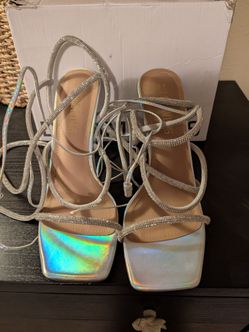 Strappy silver heels. Size 9.5