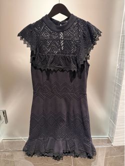 Ella Moss Womens Eyelet Ruffle Dress Party Cocktail Lined Black M Sleeveless NWT