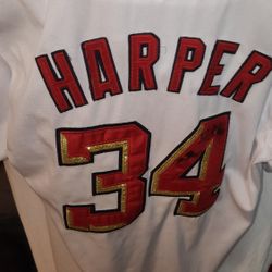 Bryce Harper MLB Autographed Washington Nationals Home Jersey  Size 50 